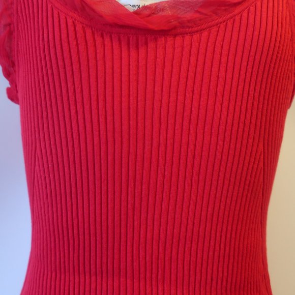 *Womens 3.1 Phillip Lim Red Ribbed Silk Blend Sleeveless Top M - Picture 9 of 11
